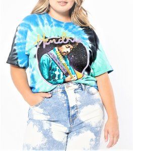 Jimi Hendrix Jamming Tie Dye rock Authentic Plus Size T-Shirt 2X runs small NWT